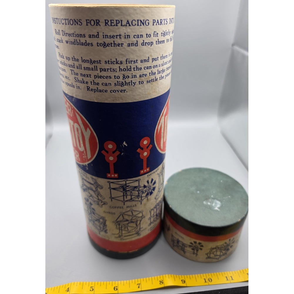 Vintage Wonder Tinkertoy Builder Toy Tinkers Wooden Set Canisters Parts USA - Picture 10 of 13